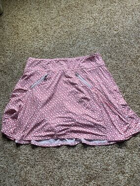 Pink Geometric A-Line Skortwith Zip Pockets